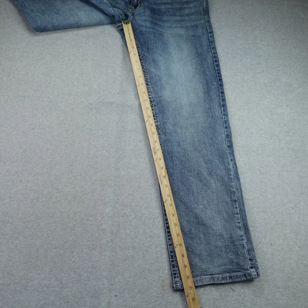 TK Axel Jeans Mens 32x32 Blue Faded Slim Boot Embroidered Flap Pocket